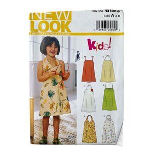 Y2K New Look 6195 Kids Dress Sewing Pattern Size A 3-8 Halter A Line Style UNCUT